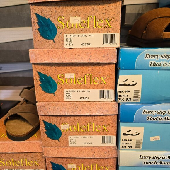 New Womens Black Leather Double Buckle Sandals 6M 8M 9M - Picture 5 of 5